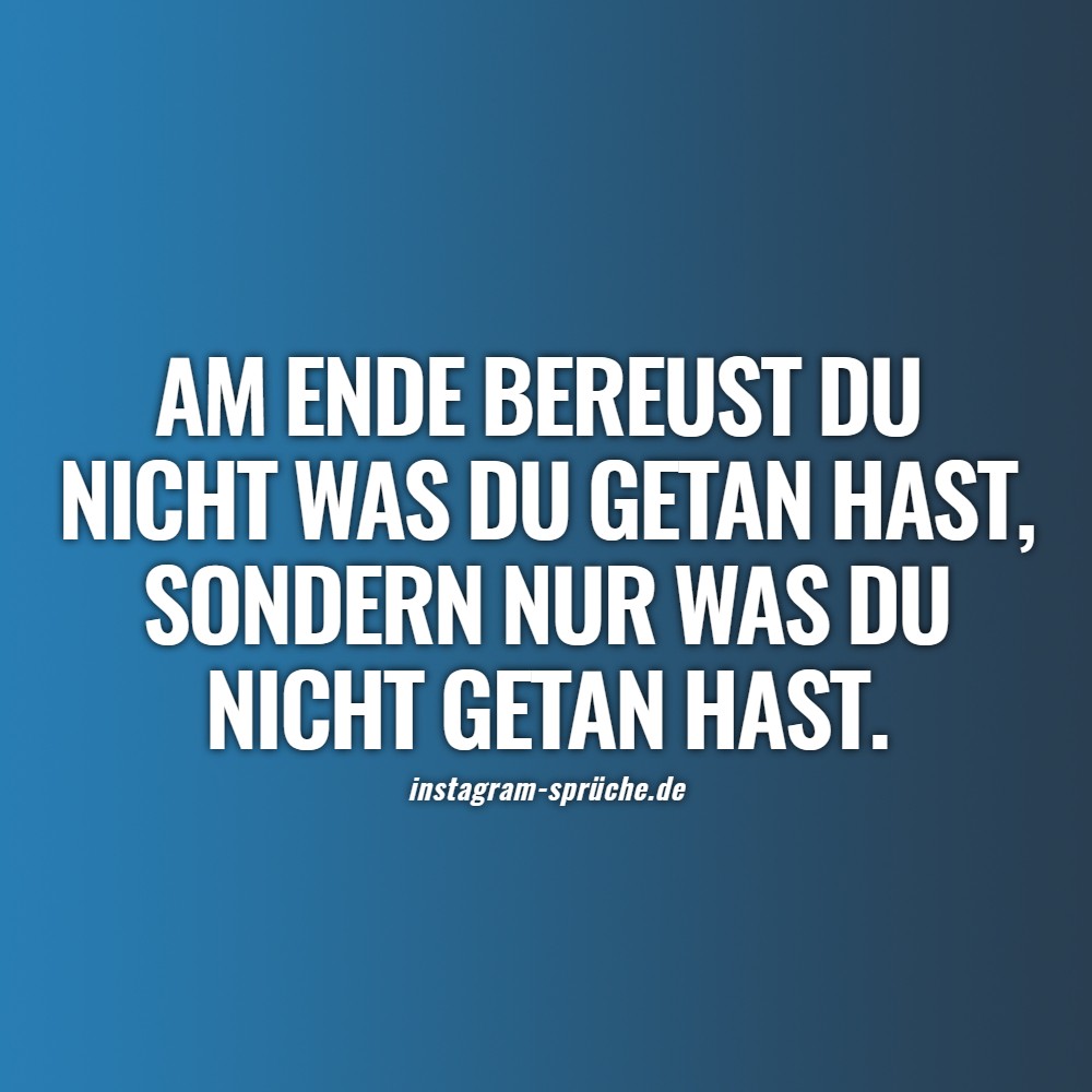 Am Ende bereust du nicht was du getan hast, sondern nur was du nicht getan hast.