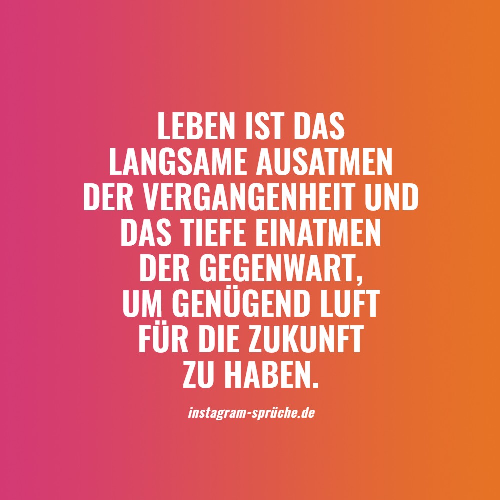 Leben ist das langsame Ausatmen der Vergangenheit und das tiefe Einatmen der Gegenwart, um genügend Luft für die Zukunft zu haben.