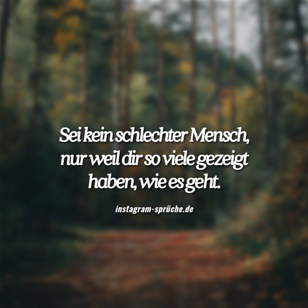 Sei kein schlechter Mensch, nur weil dir so viele gezeigt haben, wie es geht.