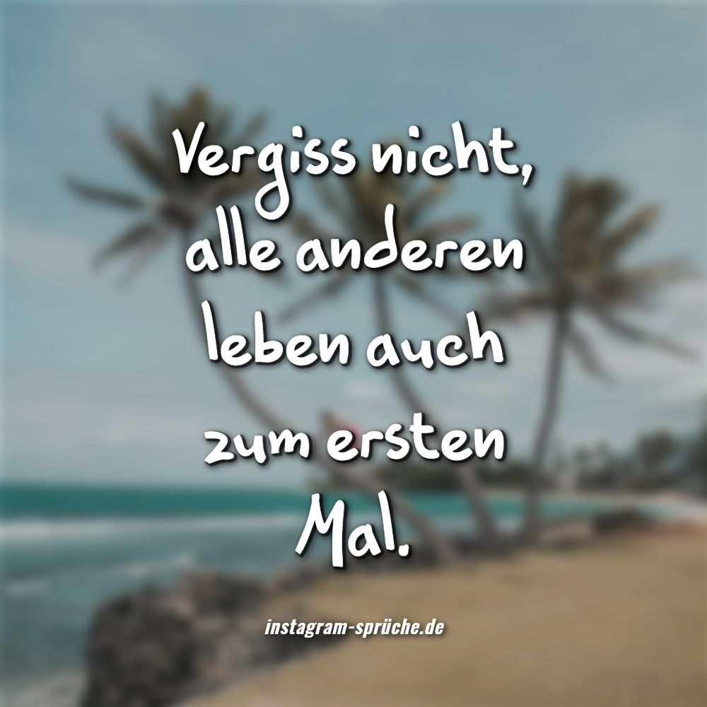 Vergiss nicht, alle anderen leben auch zum ersten Mal.