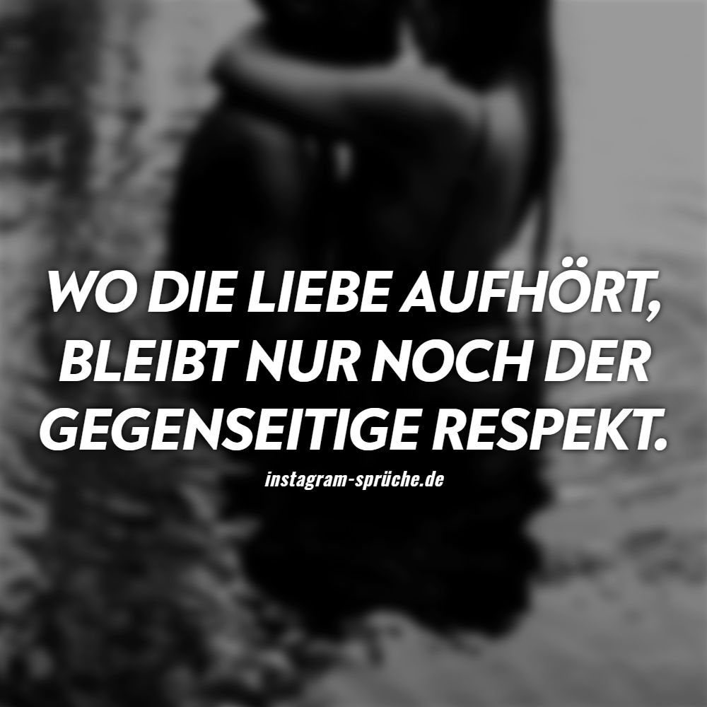 Wo die Liebe aufhört, bleibt nur noch der gegenseitige Respekt.
